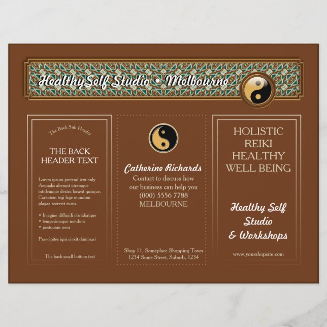 Brochure triplée en or Yin Yang (Devant)
