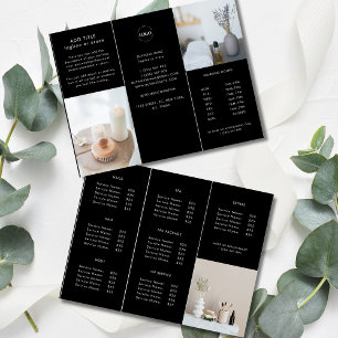 Brochure triplée noire sur le prix du logo d'entre