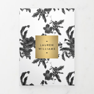 Brochure vintage à motifs floraux noirs