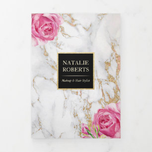Brochure vintage en marbre doré tendance Floral