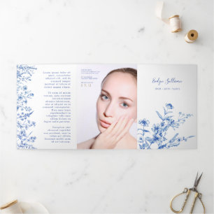 Brochure vintage fleur sauvage bleu triples