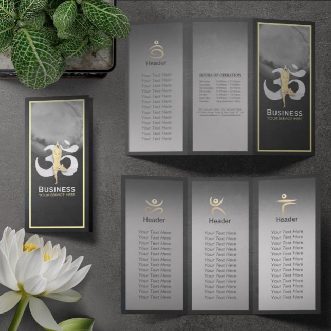 Brochures Studio De Yoga Tri-Fold Méditation Pose  (Créateur téléchargé)