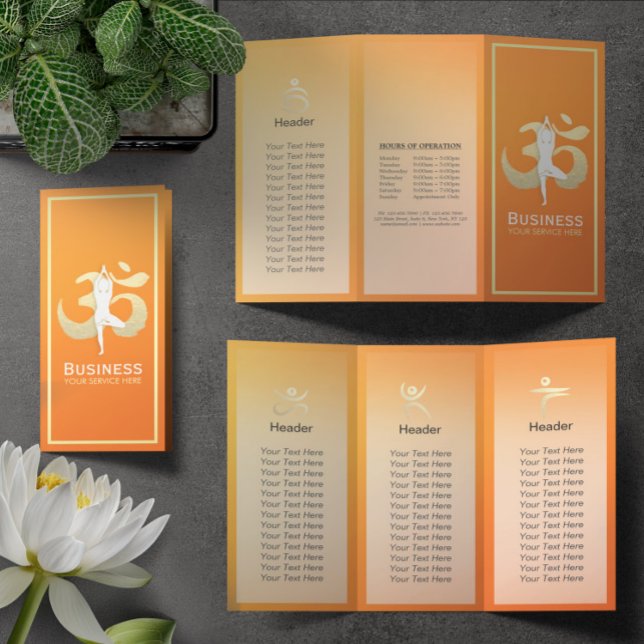 Brochures Studio De Yoga Tri-Fold Méditation Pose  (Créateur téléchargé)