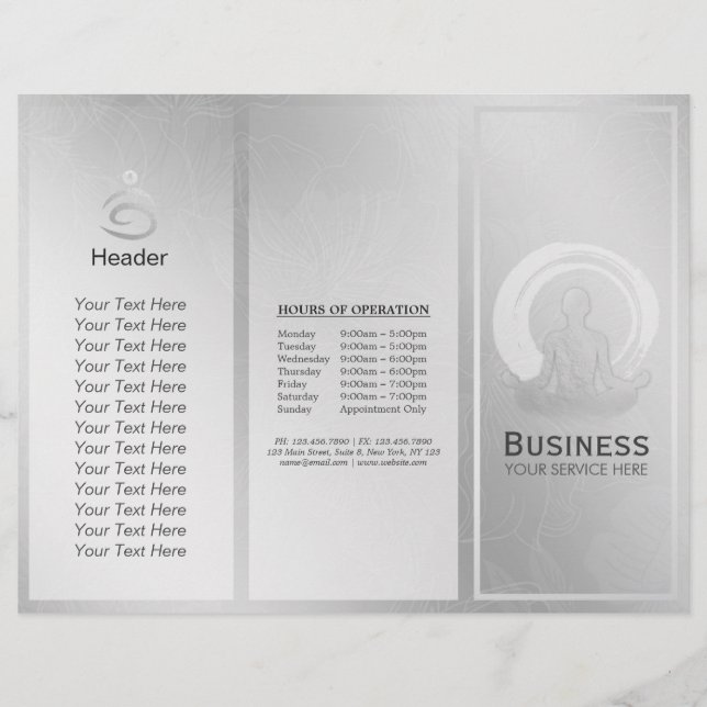 Brochures Studio Yoga Tri-Fold Pose de méditation  (Devant)