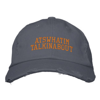 Brodée ATSWHATIMTALKINATOUT Casquette de Chino bleu et or