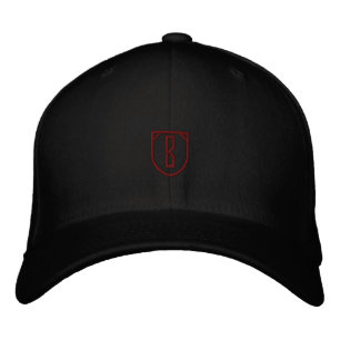 Brodée B - Lettre initiale noire Casquette en laine Flexf