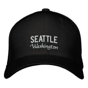 Brodée Black and White Seattle Washington Casquette brodé