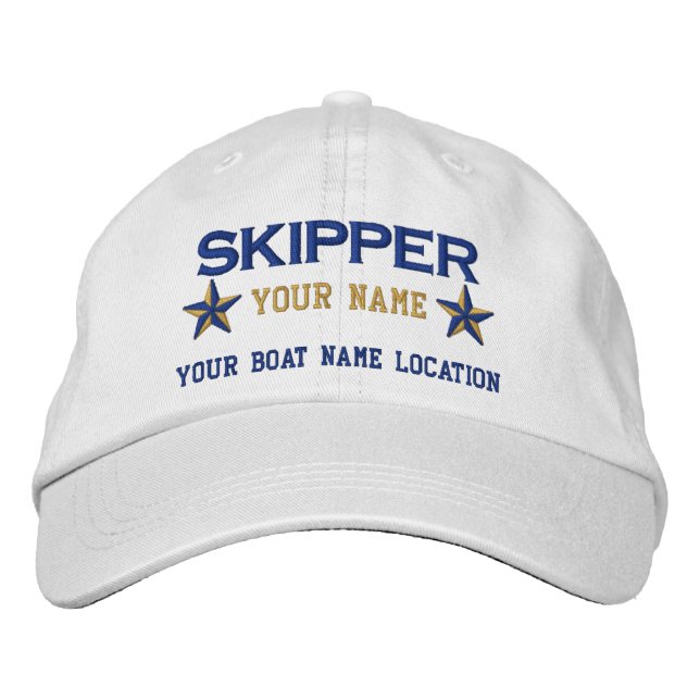 Brodée Broderie Casquette à bille des étoiles de skipper  (Devant)