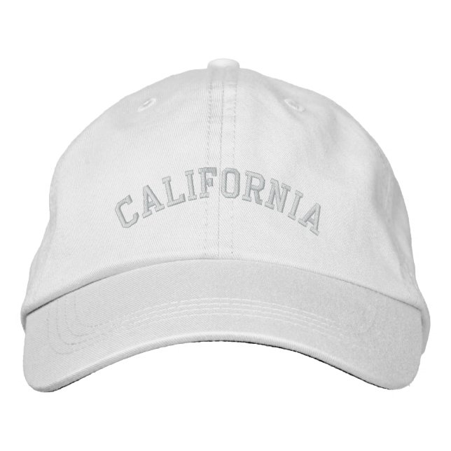 Brodée Californie Brodé Casquette réglable blanc (Devant)