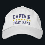Brodée Capitaine nautique Votre nom de bateau Casquette b<br><div class="desc">Capitaine nautique Votre nom de bateau Casquette personnalisé Blanc</div>