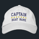 Brodée Capitaine nautique Votre nom de bateau Casquette b<br><div class="desc">Capitaine nautique Votre nom de bateau Casquette personnalisé Blanc</div>