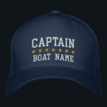 Brodée Capitaine nautique Votre nom de bateau Casquette B<br><div class="desc">Capitaine bleu marine Votre nom de bateau Casquette de baseball personnalisé</div>