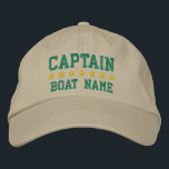 Brodée Capitaine nautique Votre nom de bateau Casquette k<br><div class="desc">Capitaine nautique Votre nom de bateau Casquette de baseball kaki personnalisé</div>