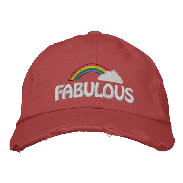 Brodée Casquette arc-en-ciel de texte personnalisable (Devant)