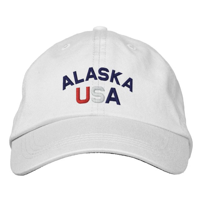 Brodée Casquette blanc brodé Alaska USA (Devant)