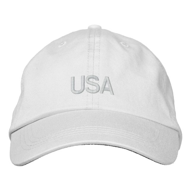 Brodée CASQUETTE blanc brodé aux États-Unis (Devant)