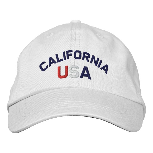 Brodée Casquette blanc brodé de Californie USA (Devant)