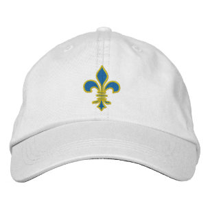 Brodée Casquette Blue and Gold Fleur De Lis