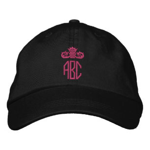 Brodée Casquette brodé à la couronne rose chaude Monogr