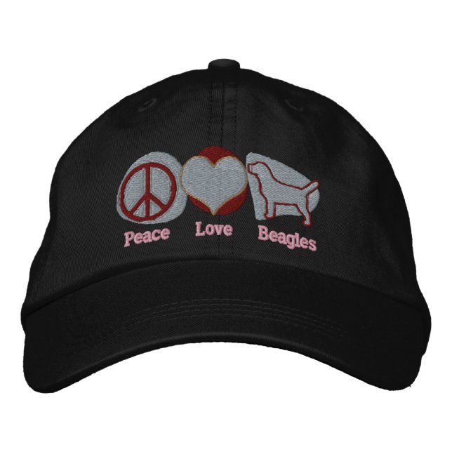 Brodée Casquette brodé Beagle de Peace Love (Chocolat) (Devant)