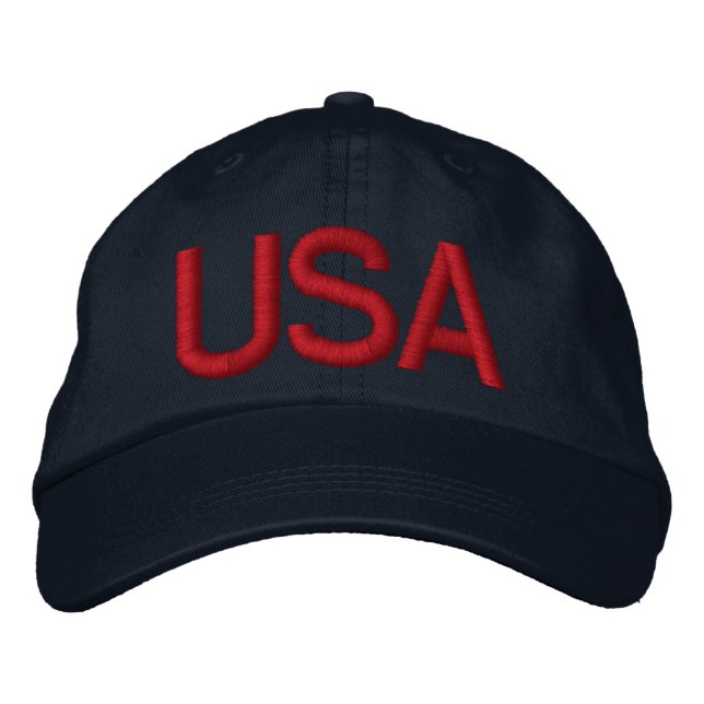 Brodée CASQUETTE brodé bleu USA - Customisé (Devant)