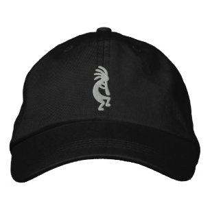 Brodée Casquette brodé Silver et Black Kokopelli