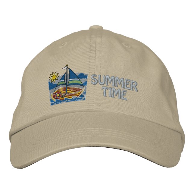 Brodée Casquette Brodee Mots D'Ete et Bateau  (Devant)