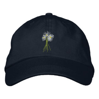 Brodée Casquette d'art : Bunch de fleurs. Cornouailles bl