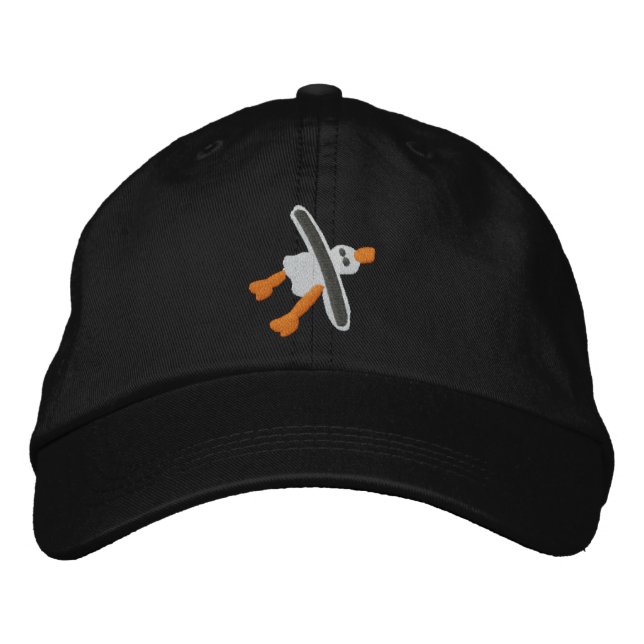 Brodée Casquette d'art : Mouette noire intelligente. (Devant)