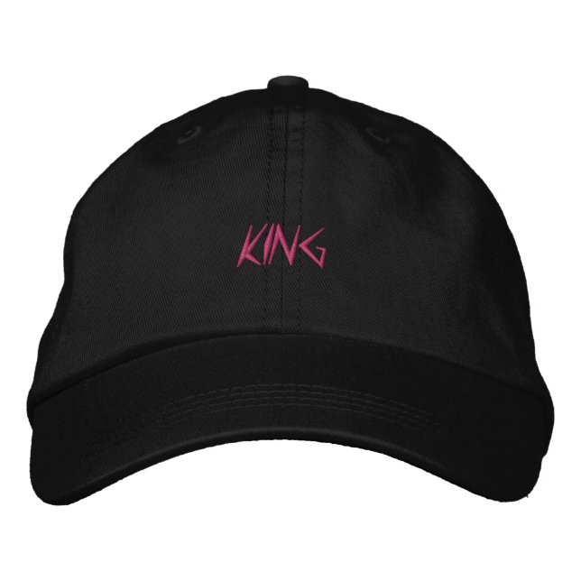 Brodée Casquette de base réglable roi texte - Couleur noi (Devant)