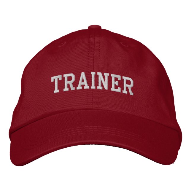 Brodée Casquette de baseball brodé sur mesure Red Trainer (Devant)