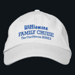 Brodée Casquette de baseball de croisière en famille Lieu<br><div class="desc">Croisière en style avec ce casquette de baseball personnalisé avec votre propre texte. On lit actuellement "Votre nom" Family Cruise ainsi que l'emplacement et la date de votre croisière. Modifiez facilement le texte et la couleur du casquette. Idéal pour les journées ensoleillées et chaudes sur le pont supérieur !</div>