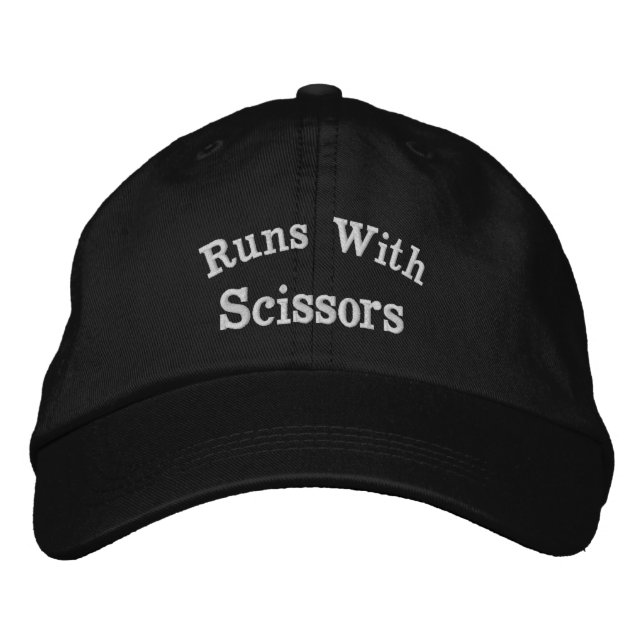 Brodée Casquette de baseball drôle Runs With Scissors (Devant)