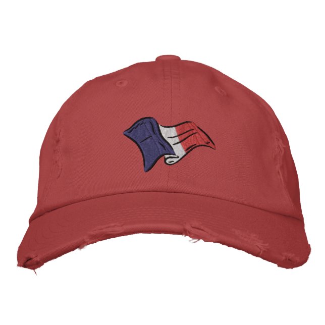 Brodée Casquette de baseball français usé look rétro Fran (Devant)