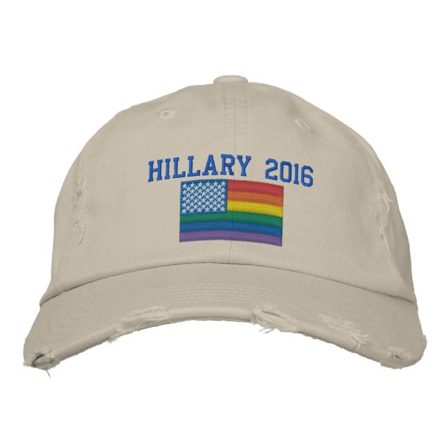 Brodée Casquette de baseball Hillary 2015 - Drapeau gay (Devant)