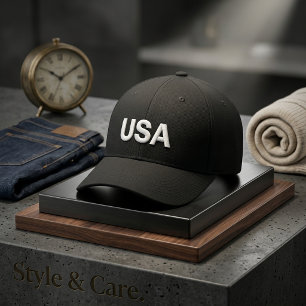 Brodée Casquette de baseball réglable avec broderie USA