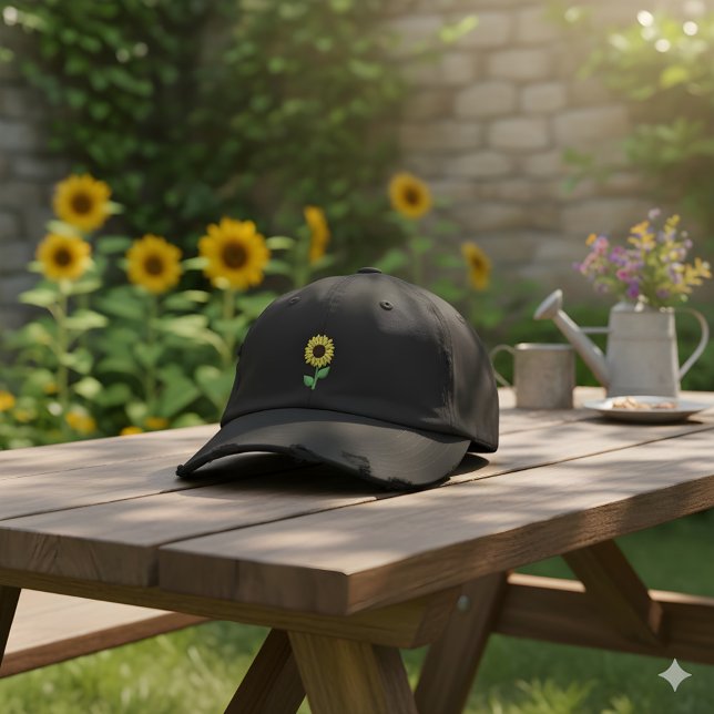 Brodée Casquette de broderie de tournesol | Simple Petite (Créateur téléchargé)