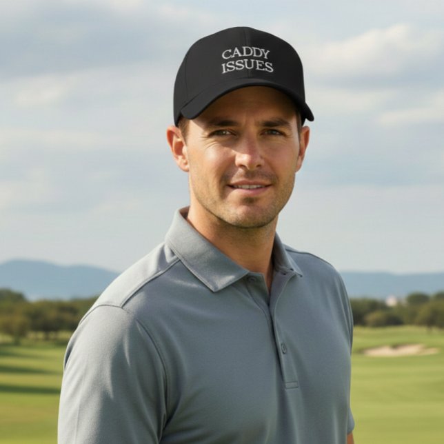 Brodée Casquette de golf noir et blanc Caddy Issues (Créateur téléchargé)