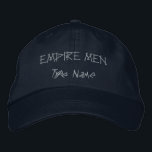 Brodée Casquette de marine Empire Men avec nom de type pe<br><div class="desc">Apportez une personnalité audacieuse à votre garde-robe quotidienne avec cette casquette Navy présentant un lettrage élégant « Empire Men » et un texte personnalisable « Type Name » pour une finition raffinée et personnalisée.</div>