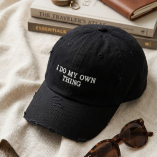 Brodée Casquette de papa noir en détresse