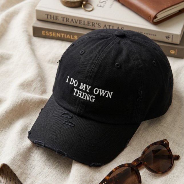 Brodée Casquette de papa noir en détresse (Créateur téléchargé)