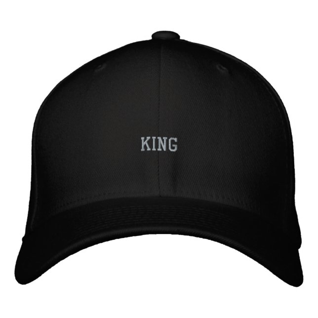 Brodée Casquette de style polyvalent noir King Custom - C (Devant)