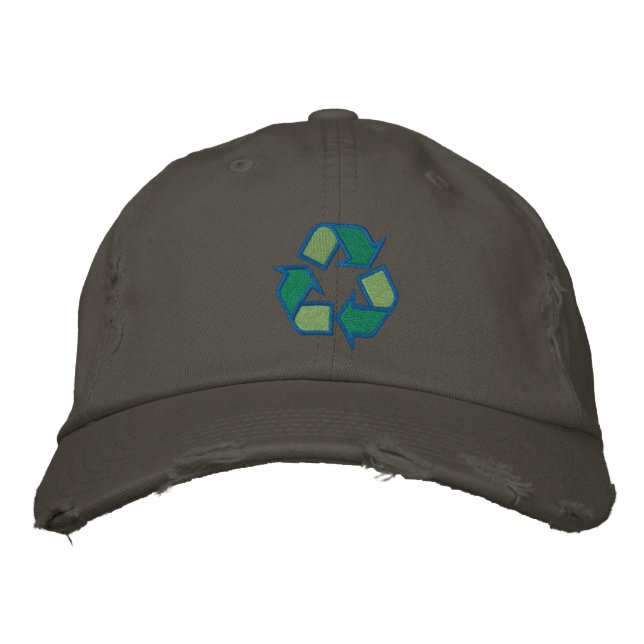 Brodée Casquette de symbole de recyclage (Devant)