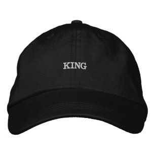 Brodée Casquette en coton noir avec texte gras King pour