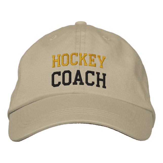 Brodée Casquette entraîneur de hockey en or et en noir (Devant)