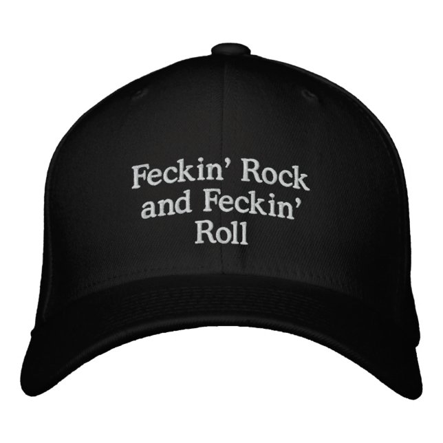 Brodée casquette "Feckin' Rock and Feckin' Roll" (Noir) (Devant)