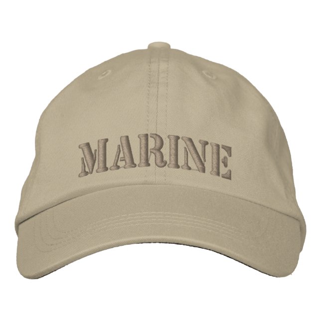 Brodée Casquette kaki brodé avec MARINE (Devant)