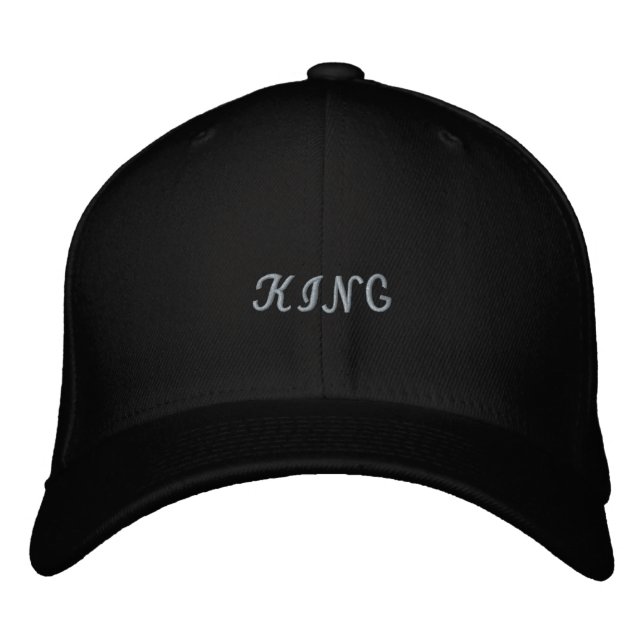 Brodée Casquette Laine Flexfit Basique Texte Roi Noir Per (Devant)