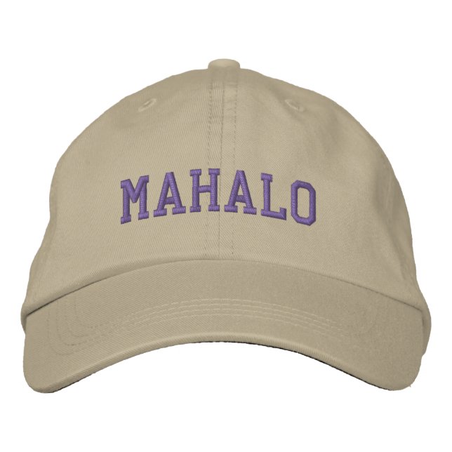 Brodée CASQUETTE MAHALO (kaki avec Turquoise foncé) (Devant)
