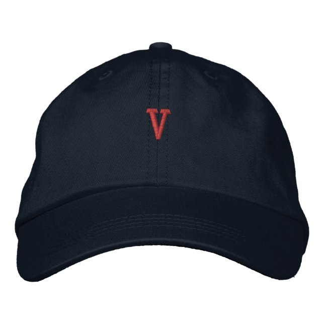 Brodée Casquette maritime bleu marine V initiale réglable (Devant)